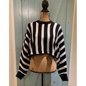 Black and White Cropped Sweater